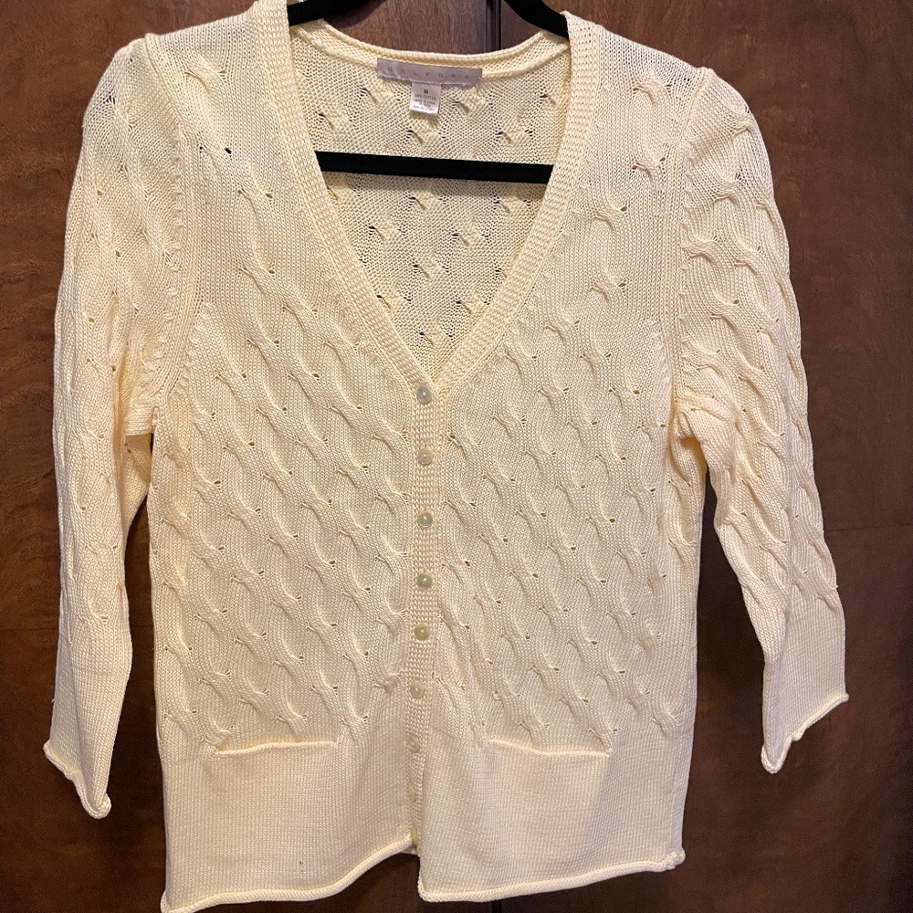 Belford cardigan sweater, yellow cotton, medium